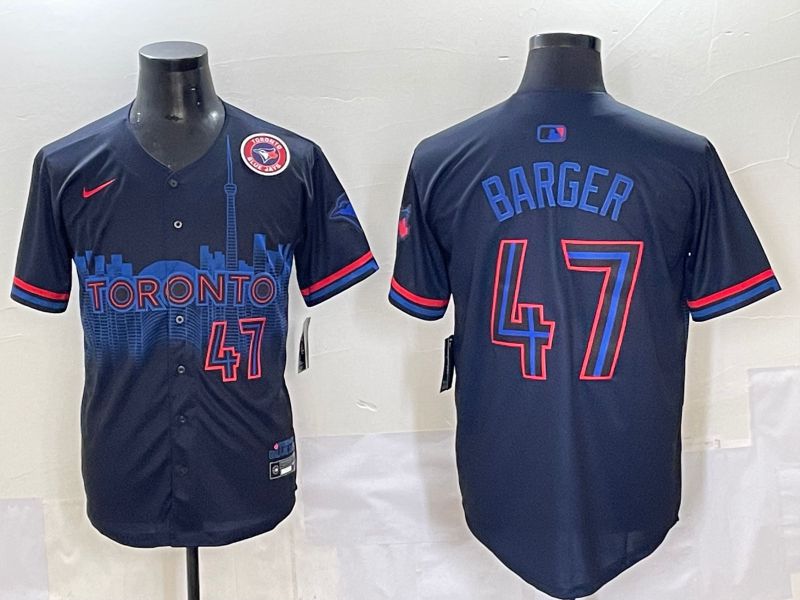 Men 2025 Toronto Blue Jays #47 Barger Black Joint Name Nike MLB Jersey style 6->toronto blue jays->MLB Jersey
